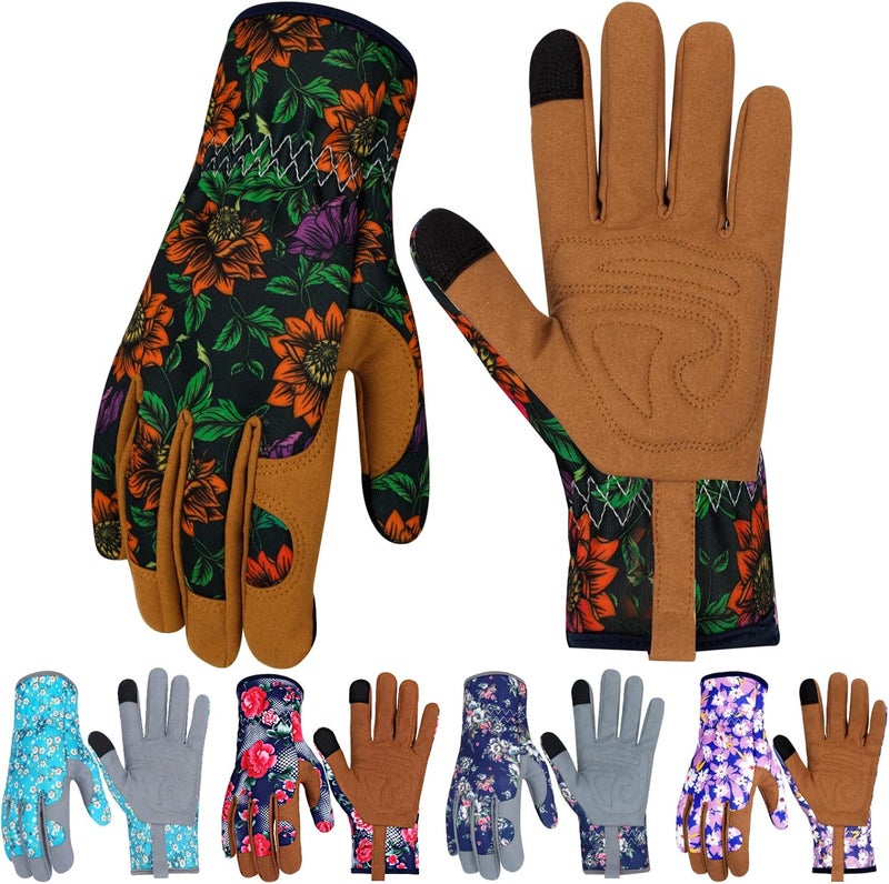 MERTURN Store Leather Gardening Gloves for Women Thorn Proof Garden Gloves Touch Screen Working Gloves Gifts,M - Image 1